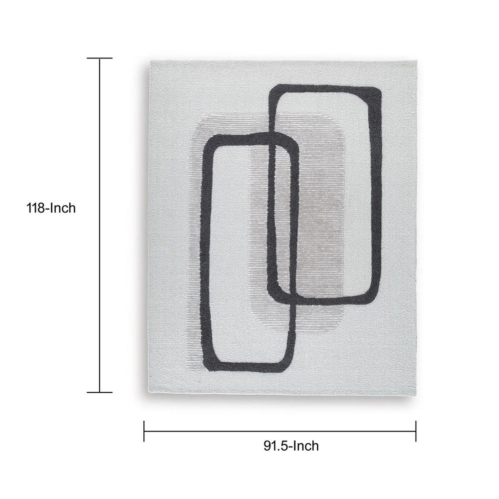 Davis 8 x10 Large Area Rug | Charcoal-Ivory Abstract Accents | Taupe Wool