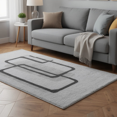 Davis 8 x10 Large Area Rug | Charcoal-Ivory Abstract Accents | Taupe Wool