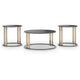 Hanah 3Pc Round Table Set with Goldtone Metal Accents | Black Glass