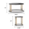 Hanah 3Pc Round Table Set with Goldtone Metal Accents | Black Glass