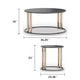 Hanah 3Pc Round Table Set with Goldtone Metal Accents | Black Glass
