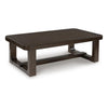 Kemu Rectangular Coffee Table with Open Frame Base | Dark Brown Wood | 56"