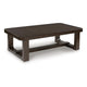 Kemu Rectangular Coffee Table with Open Frame Base | Dark Brown Wood | 56"