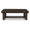 Kemu Rectangular Coffee Table with Open Frame Base | Dark Brown Wood | 56"