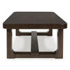 Kemu Rectangular Coffee Table with Open Frame Base | Dark Brown Wood | 56"
