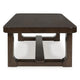 Kemu Rectangular Coffee Table with Open Frame Base | Dark Brown Wood | 56"