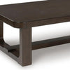 Kemu Rectangular Coffee Table with Open Frame Base | Dark Brown Wood | 56"