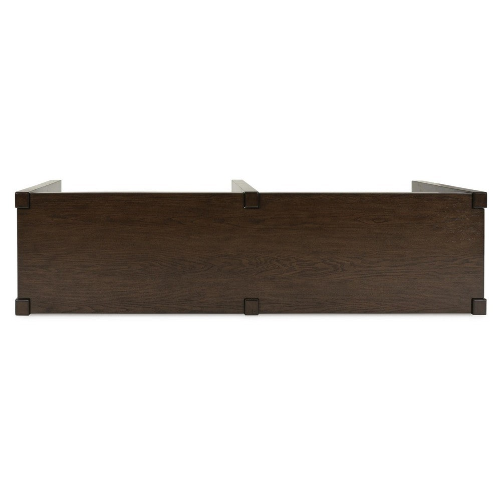 Kemu Sofa Console Table | 2 Adjustable Shelves | Dark Brown Wood 65"