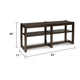 Kemu Sofa Console Table | 2 Adjustable Shelves | Dark Brown Wood 65"