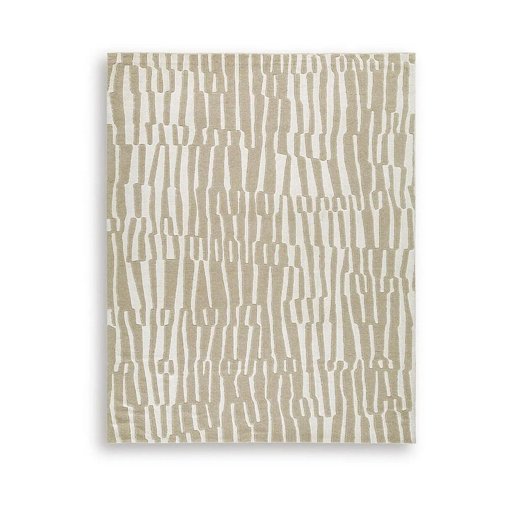 Bella 8x10 Large Area Rug with Abstract Linear Patterns | Beige-White