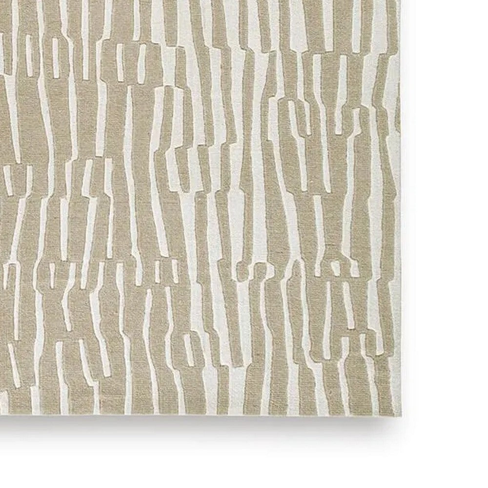 Bella 8x10 Large Area Rug with Abstract Linear Patterns | Beige-White