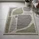 Abram 8x10 Large Area Rug with Green-Gray Geometric Blocks | Ivory