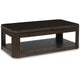 Carli Coffee Table with Lift Top | Open Shelf Base | Dark Brown | 48"