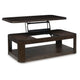 Carli Coffee Table with Lift Top | Open Shelf Base | Dark Brown | 48"