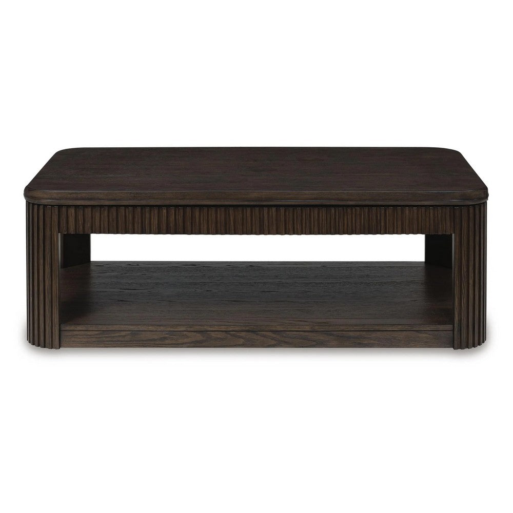 Carli Coffee Table with Lift Top | Open Shelf Base | Dark Brown | 48"