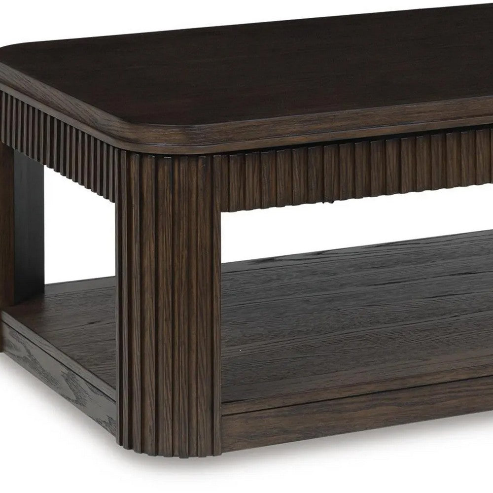 Carli Coffee Table with Lift Top | Open Shelf Base | Dark Brown | 48"