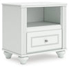 Koze Nightst& with Beaded Drawer & Open Cubby | White Wood 23"
