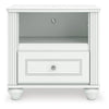 Koze Nightst& with Beaded Drawer & Open Cubby | White Wood 23"