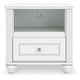 Koze Nightst& with Beaded Drawer & Open Cubby | White Wood 23"