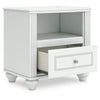 Koze Nightst& with Beaded Drawer & Open Cubby | White Wood 23"