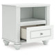 Koze Nightst& with Beaded Drawer & Open Cubby | White Wood 23"