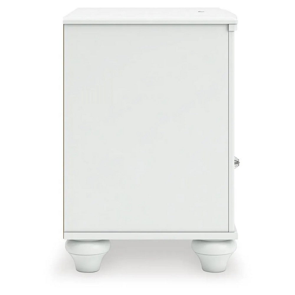 Koze Nightst& with Beaded Drawer & Open Cubby | White Wood 23"