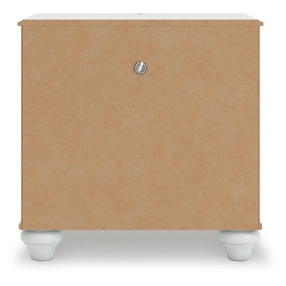 Koze Nightst& with Beaded Drawer & Open Cubby | White Wood 23"