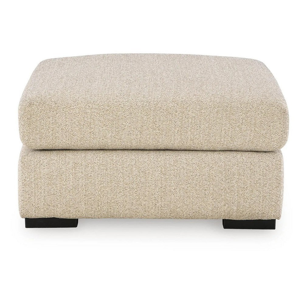 Grove Oversized Square Ottoman | Black Feet | Pebble Beige Textured | 36"