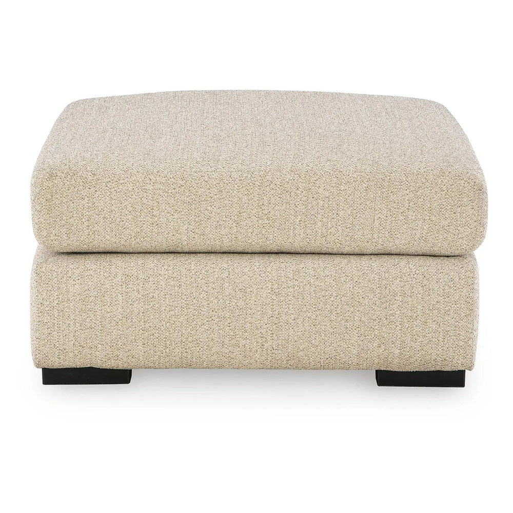 Grove Oversized Square Ottoman | Black Feet | Pebble Beige Textured | 36"