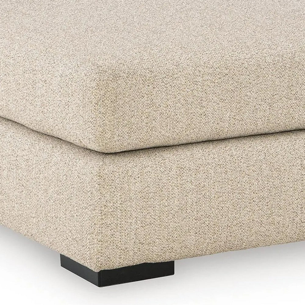 Grove Oversized Square Ottoman | Black Feet | Pebble Beige Textured | 36"