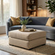 Grove Oversized Square Ottoman | Black Feet | Pebble Beige Textured | 36"
