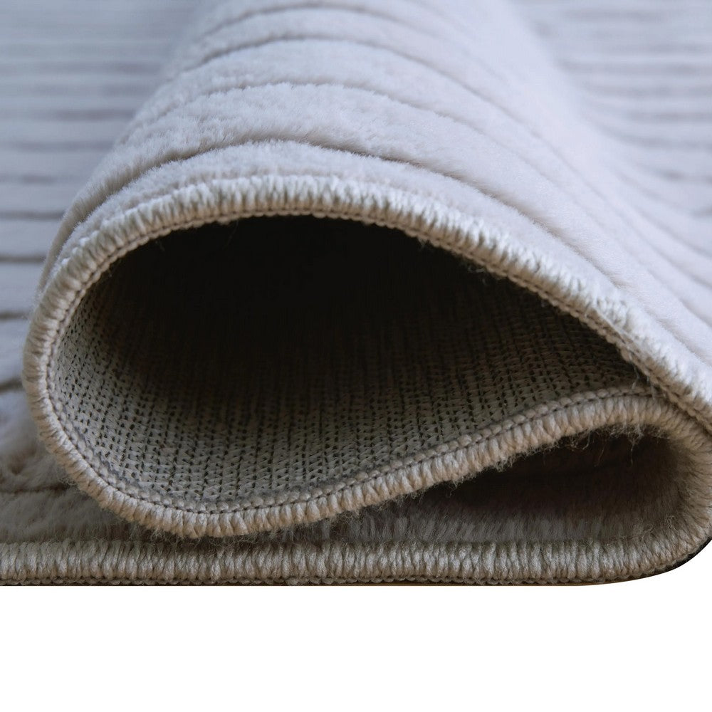 Worly 8x10 Large Area Rug | Textured Linear Patterns | Light Gray Faux Fur