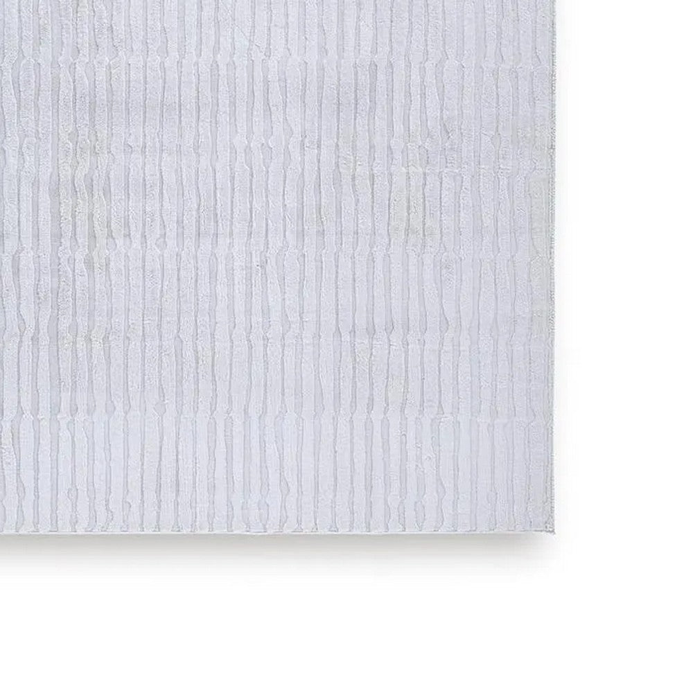 Worly 8x10 Large Area Rug | Textured Linear Patterns | Light Gray Faux Fur