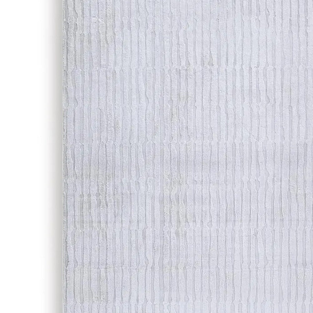 Worly 8x10 Large Area Rug | Textured Linear Patterns | Light Gray Faux Fur