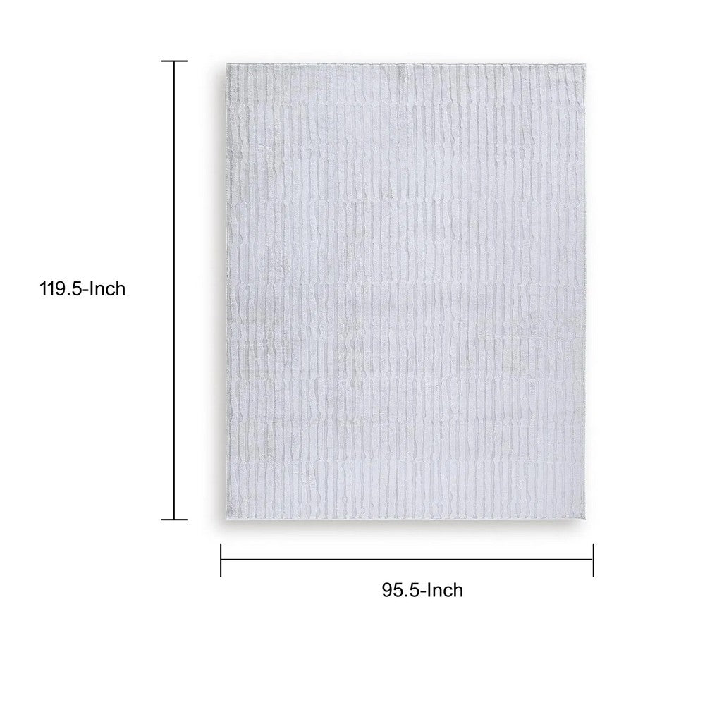 Worly 8x10 Large Area Rug | Textured Linear Patterns | Light Gray Faux Fur