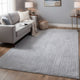 Worly 8x10 Large Area Rug | Textured Linear Patterns | Light Gray Faux Fur