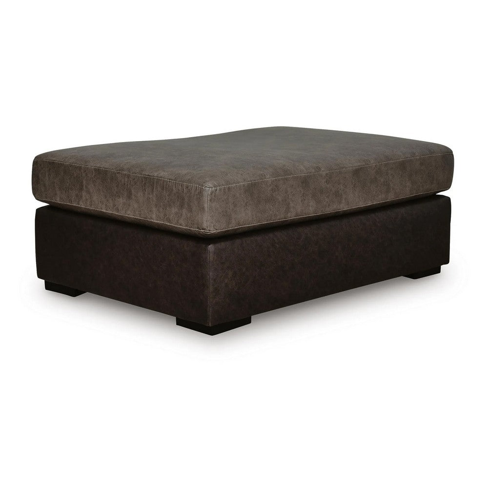 Casy Oversized Ottoman with Block Feet | Fossil Faux Leather 53"