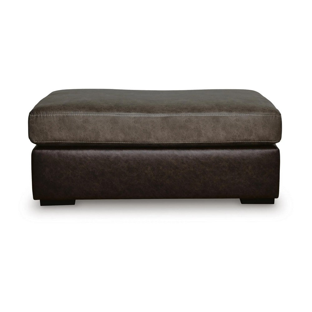 Casy Oversized Ottoman with Block Feet | Fossil Faux Leather 53"