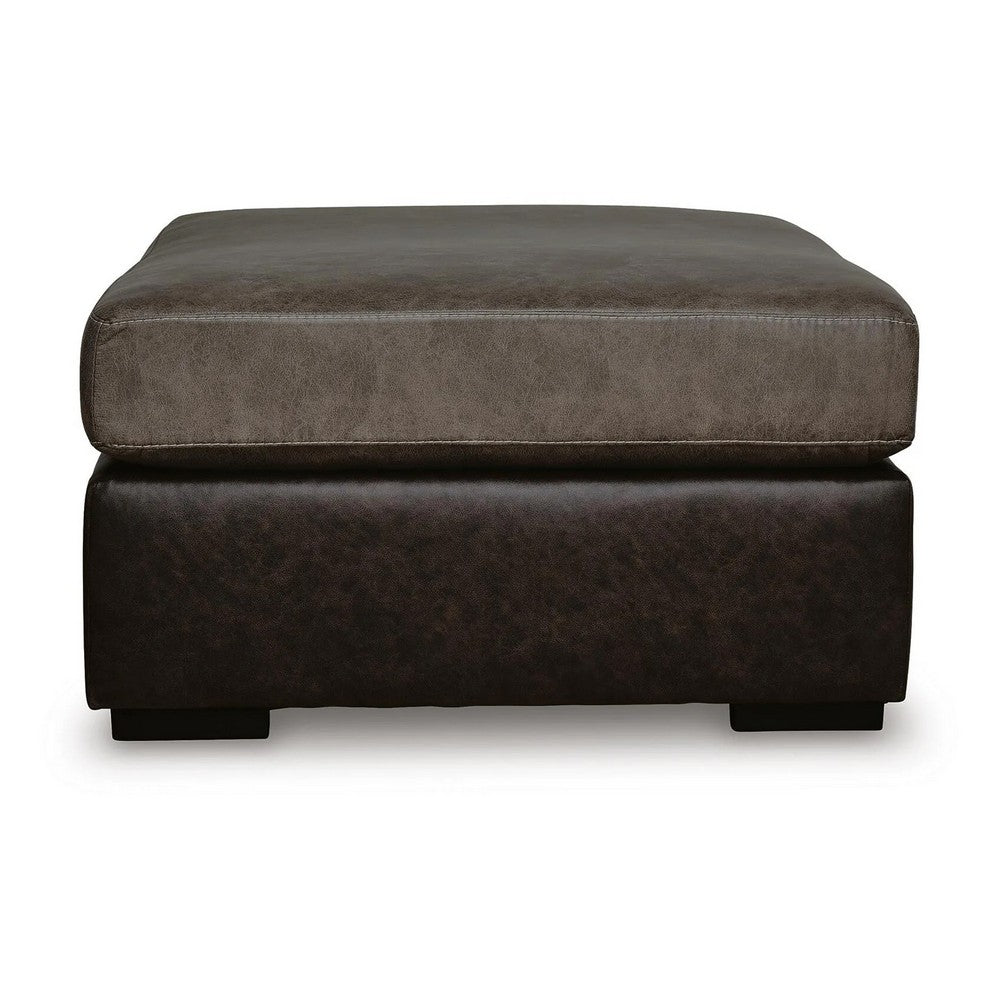 Casy Oversized Ottoman with Block Feet | Fossil Faux Leather 53"