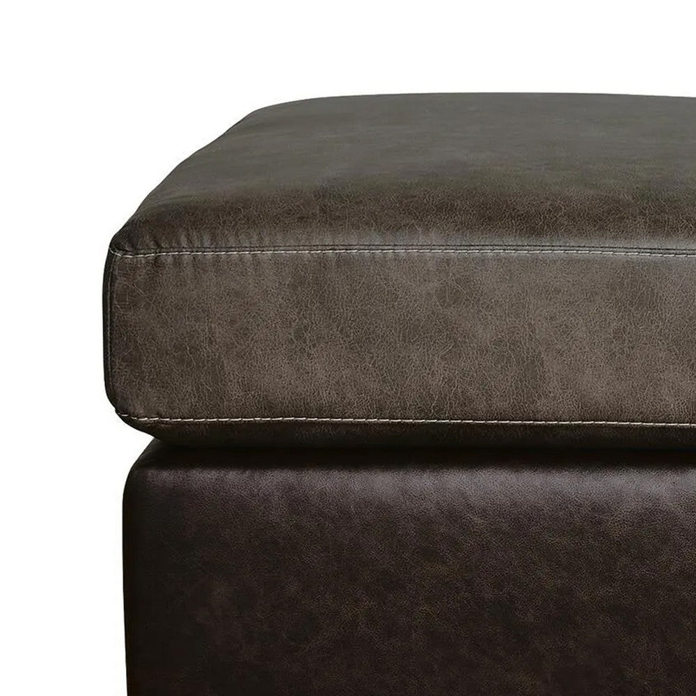 Casy Oversized Ottoman with Block Feet | Fossil Faux Leather 53"