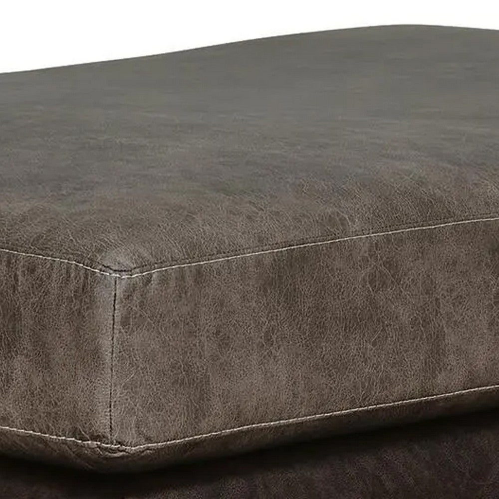 Casy Oversized Ottoman with Block Feet | Fossil Faux Leather 53"