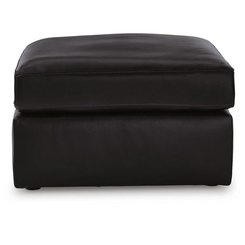 Modie Oversized Square Ottoman | Low Profile | Black Faux Leather 32"