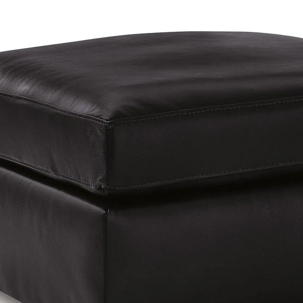 Modie Oversized Square Ottoman | Low Profile | Black Faux Leather 32"