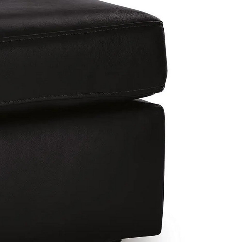 Modie Oversized Square Ottoman | Low Profile | Black Faux Leather 32"