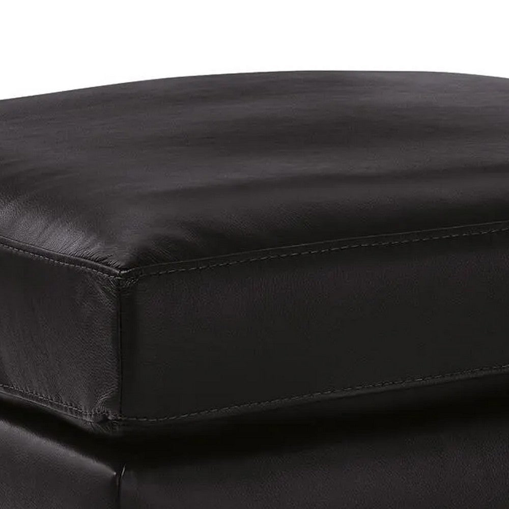 Modie Oversized Square Ottoman | Low Profile | Black Faux Leather 32"