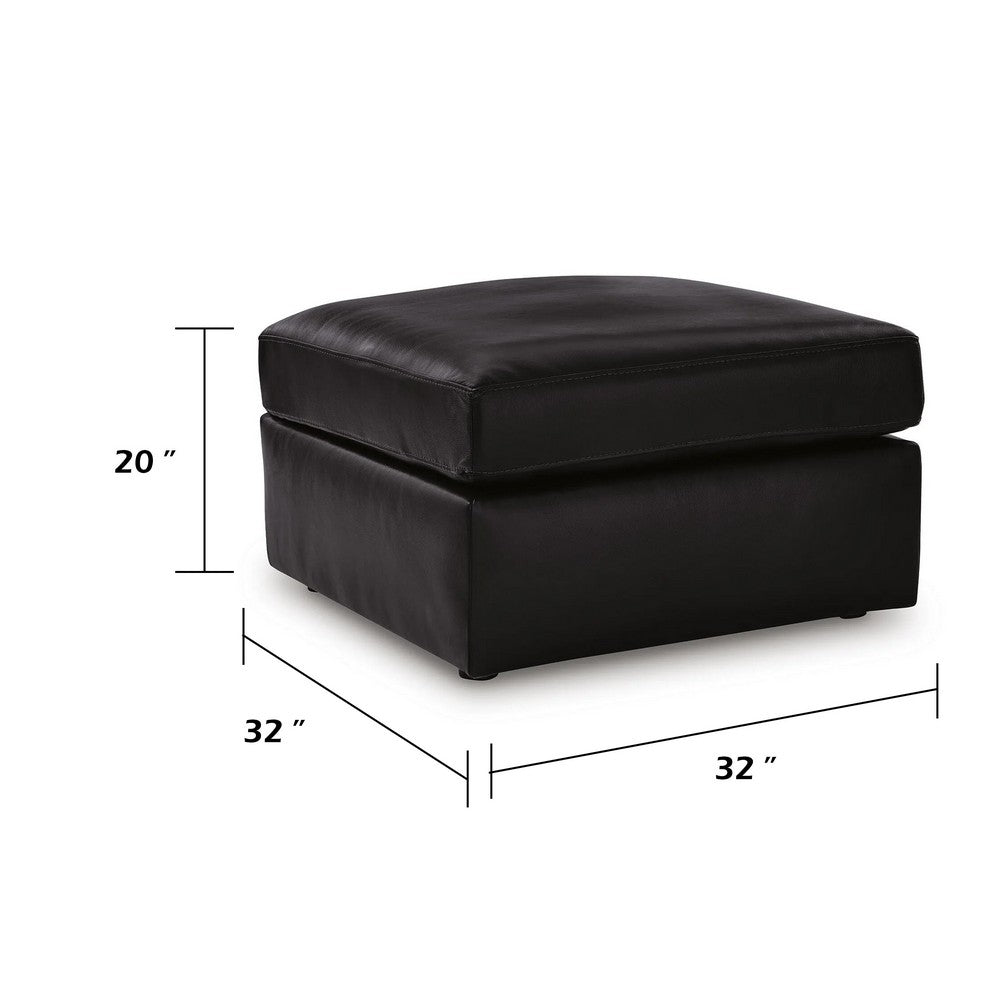 Modie Oversized Square Ottoman | Low Profile | Black Faux Leather 32"