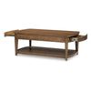 Buckly Coffee Table with Open Shelf & 2 Drawers Brown Wood 50"