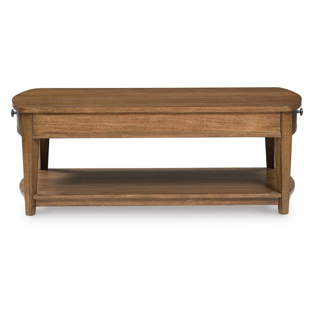 Buckly Coffee Table with Open Shelf & 2 Drawers Brown Wood 50"