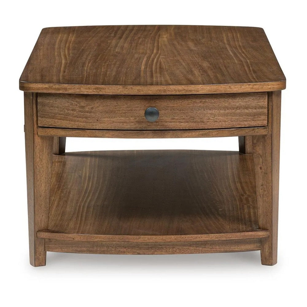 Buckly Coffee Table with Open Shelf & 2 Drawers Brown Wood 50"