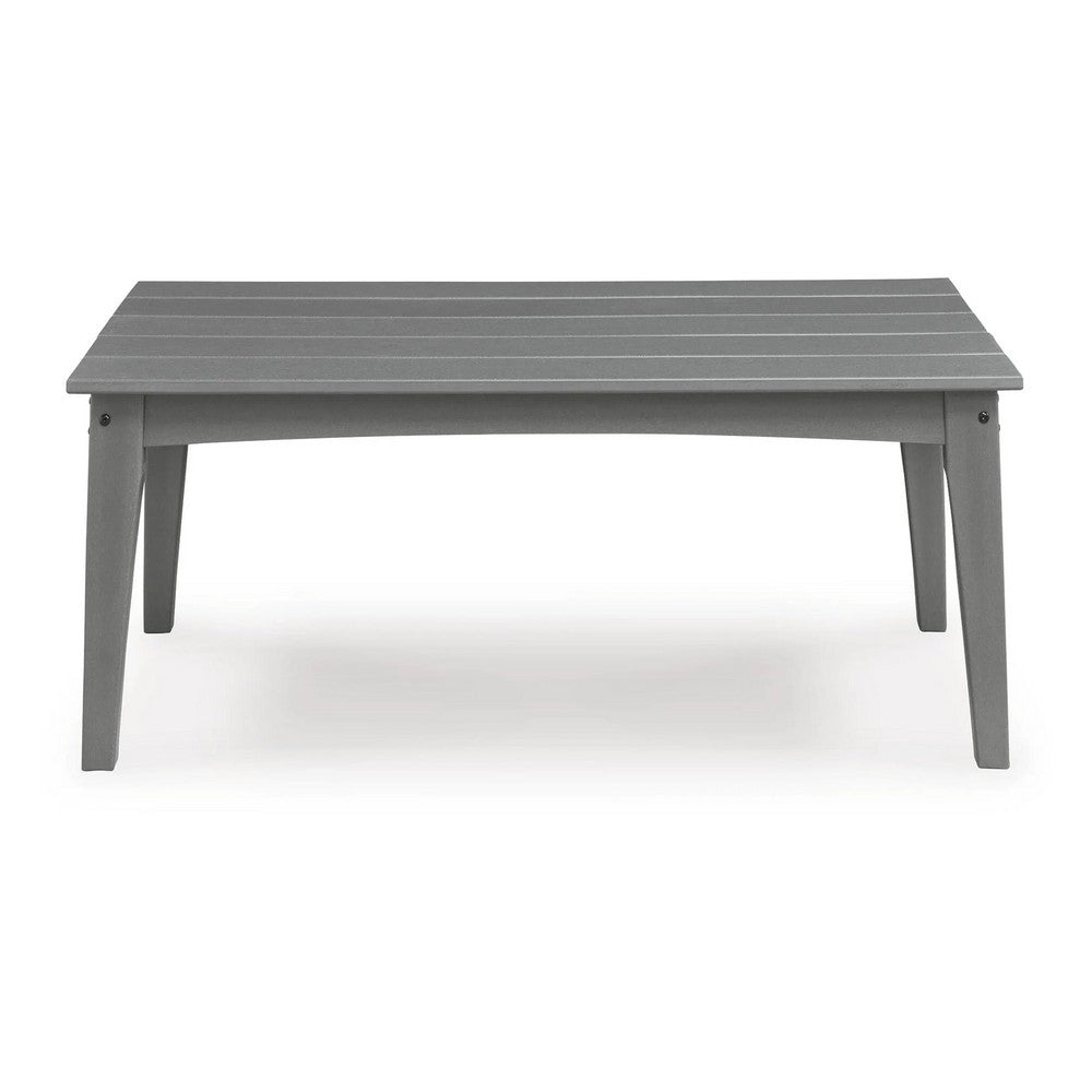 Covi Outdoor Cocktail Table with Slatted Top Design | Gray HDPE 48"